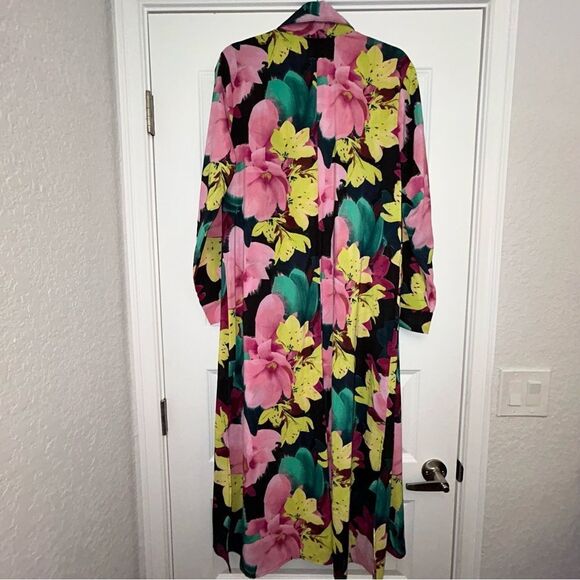 New, G.I.L.I Got It Love It Floral Print Long Sleeve Open Front Long Duster GILI - Picture 13 of 13